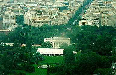 This is the White House as seen from the top of the Washington Monument (photo taken by my mom)