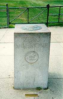 This is the spot from where all roads are measured from.  It's called Ground Zero.