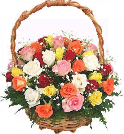 mixed roses basket for  Anniversary