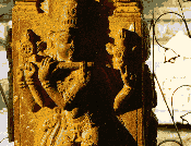 An ancient carving on one of the many temples