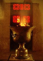 Picture of a pot of fire which was lit in eighth
century B.C.