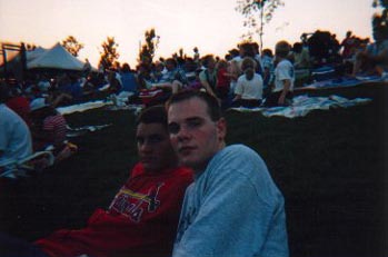 John and I at a baseball game