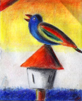 image of bird and birdhouse
