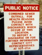 combined sewer outfall warning sign