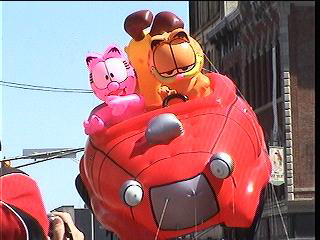 Garfield is behind the wheel