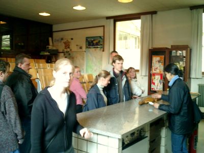 Very old science classes, guess the wooden cabinets all around must be antique