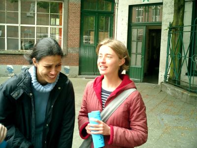 Sophie and Leen at the playground of the primary school