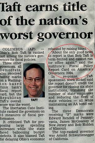 Taft is a disgrace, if not worse, and has hurt Ohio greatly ...