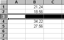 Spreadsheet with newly inserted row