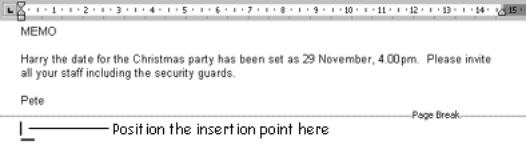Move the cursor to the insert point