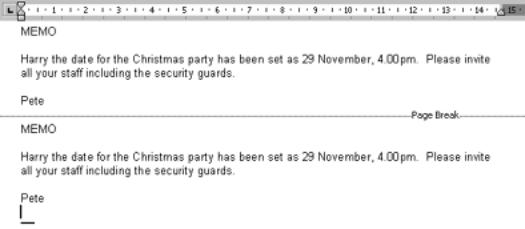 The text pasted into the document