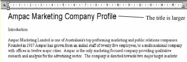 Document with title shown in modified font size