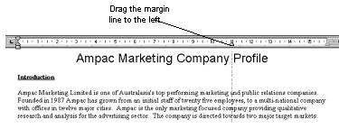 Drag the margin 5cm left
