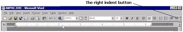 The right indent button