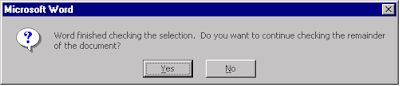 Word asks if you want to continue checking