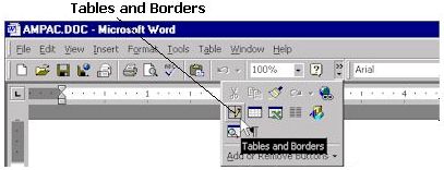 Click on tables and borders