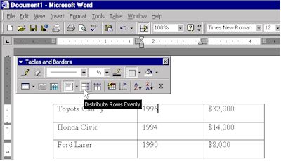 click on distribute rows evenly
