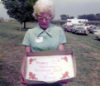 1975 Hazel with cake.