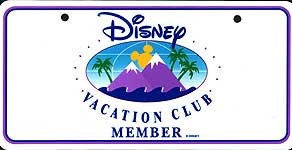 Disney Vacation Club Member -- two mountain peaks, blue and purple borders, Disney copyright to the right of 'Member' at bottom center