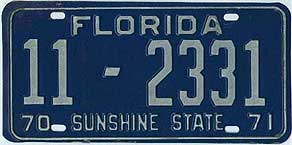 1970-71 Florida plate