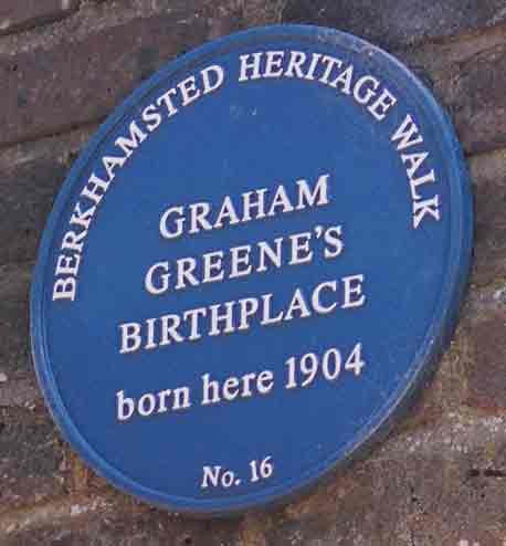 The plaque outside St John's commemmorating Graham Greene's birth.