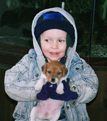 Chase,my son and Bonnie, jack russell  pup