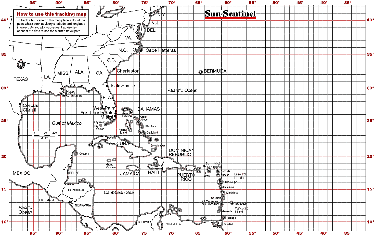 printable atlantic hurricane tracking chart - Lamer