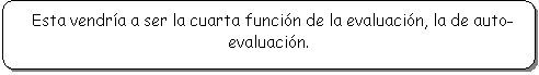 Rect�ngulo redondeado: Esta vendr�a a ser la cuarta funci�n de la evaluaci�n, la de auto-evaluaci�n.

