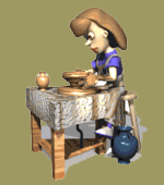 Granny Buford at her spinning wheel