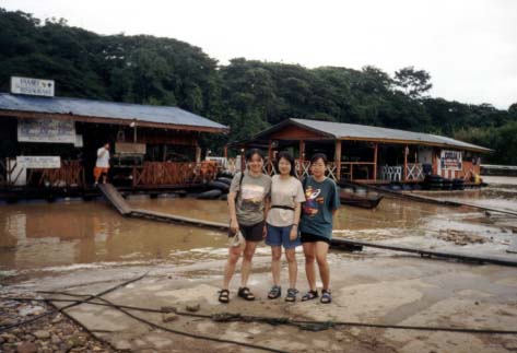 Water front, at the back, several restaurants are floating..