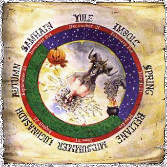 Die 8 Hexenfeste - in der Mitte der Geh�rnte Gott und die G�ttin