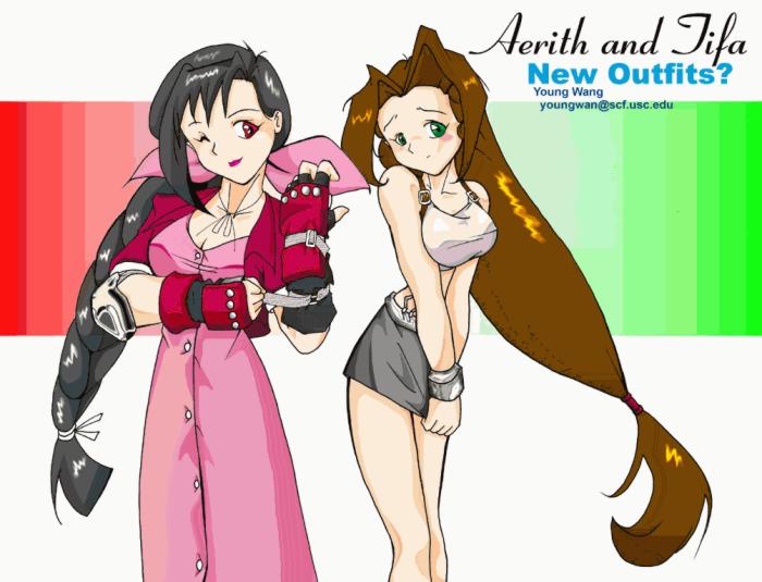 Tja, aber eigentlich sind Tifa und Aeris Freunde - aber Outfits tauschen muss nun wirklich nicht sein... Die prde Aeris in nem Mini-Rock??