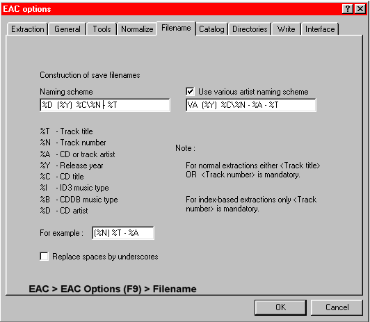 REX Profile default album and song naming