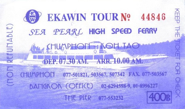 B�tbiljetten Chumphon-Koh Tao