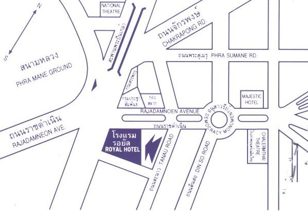 Karta �ver Royal Hotels omgivningar i Bangkok