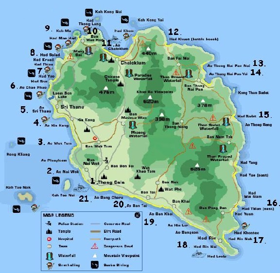 Karta �ver Koh Pha-Ngan