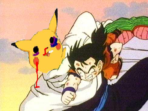 Gohan punches Pikachu