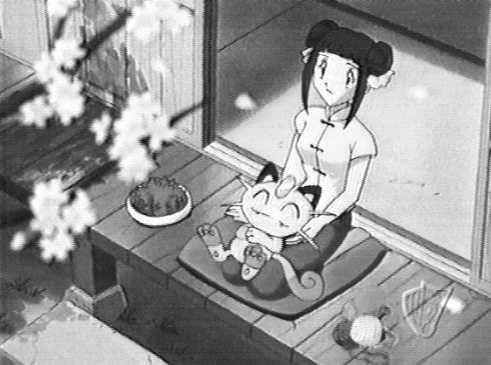 Image-Meowth cuddled up under a cherry tree