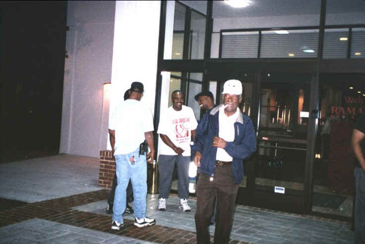 Hanging outside the break hotel