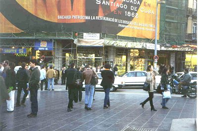 Look to the right, by the street light. Barcelona. March 1997