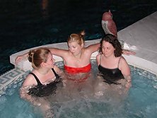 Lindsay, Heather, and Nicole in the Hot Tub