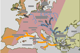 map Europe / spreading neolithic farmers