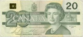 Billete canadiense de 20 dolares, click para ver mas