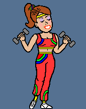 Girl with dumbbells - Copyright 2000-2003 Universe of Solarus