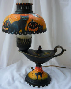 black cat oil lamp