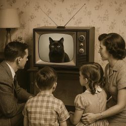 cat on television