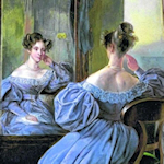 woman looking in mirror