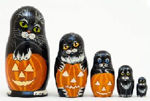 black cat matryoshka dolls