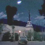 flying saucer over town