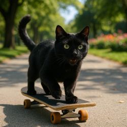cat on skateboard